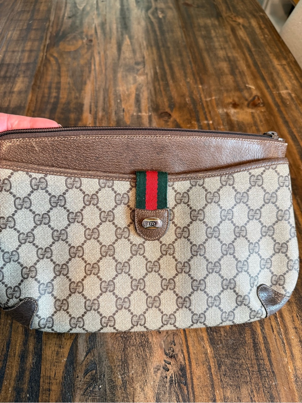 Gucci Beige Brown GG Canvas Crossbody with Red-Green Web Detail - Picture 7 of 15